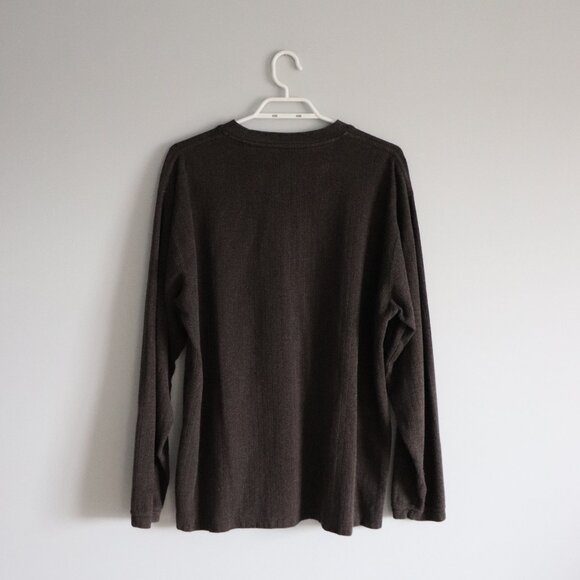 Vntg Denver Hayes Men's Sz L Brown Ribbed‎ V-Neck Pullover Cotton Sweater - Picture 2 of 11